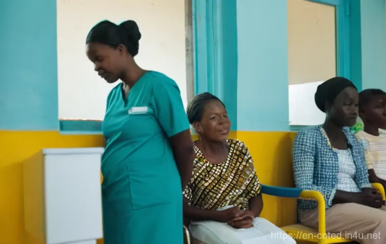 코트디부아르에서 의료 서비스 받기 - **Prompt:** A bustling and vibrant scene inside a public healthcare clinic in Abidjan, C&ocirc;te d'Ivoire...