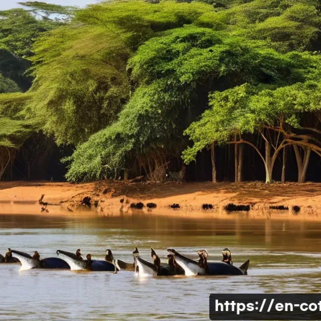 코트디부아르 코모에 국립공원 - **"A serene boat safari on the Como&eacute; River, showcasing the unique ecological gradient of Como&eacute; Natio...